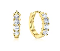 Gold Plated CZ Stone Huggies Earring STHG-04-GP